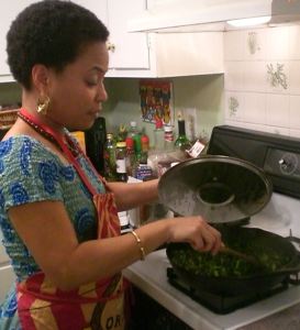 Jene making collard greens (Fall 2011)